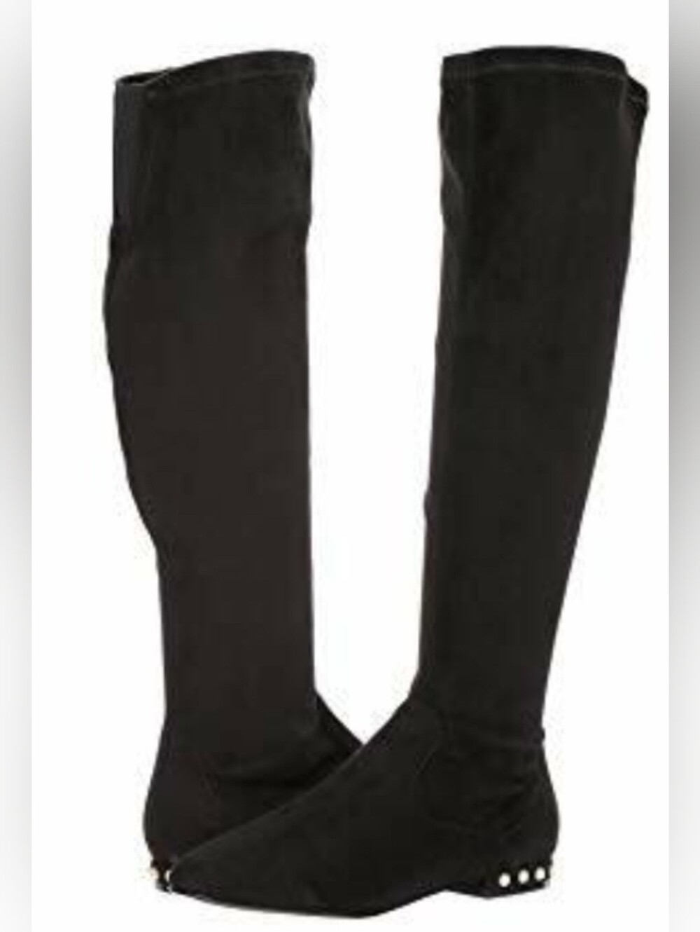 Ivanka Trump Black Suede Tamir Pearl-Heel Tall Boots - Size 9M